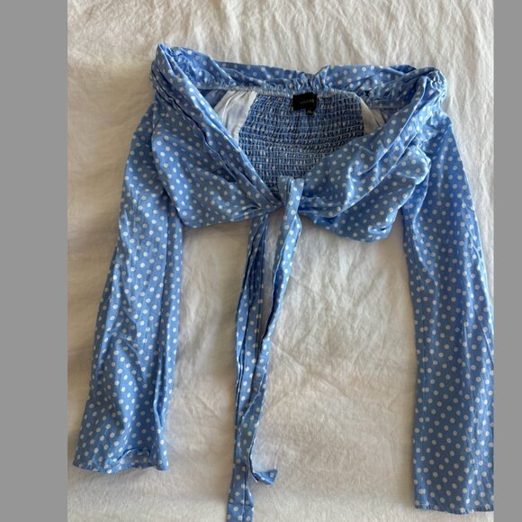 MAJORELLE (revolve) blue polka dot Rum Runner Top size small - Picture 4 of 4